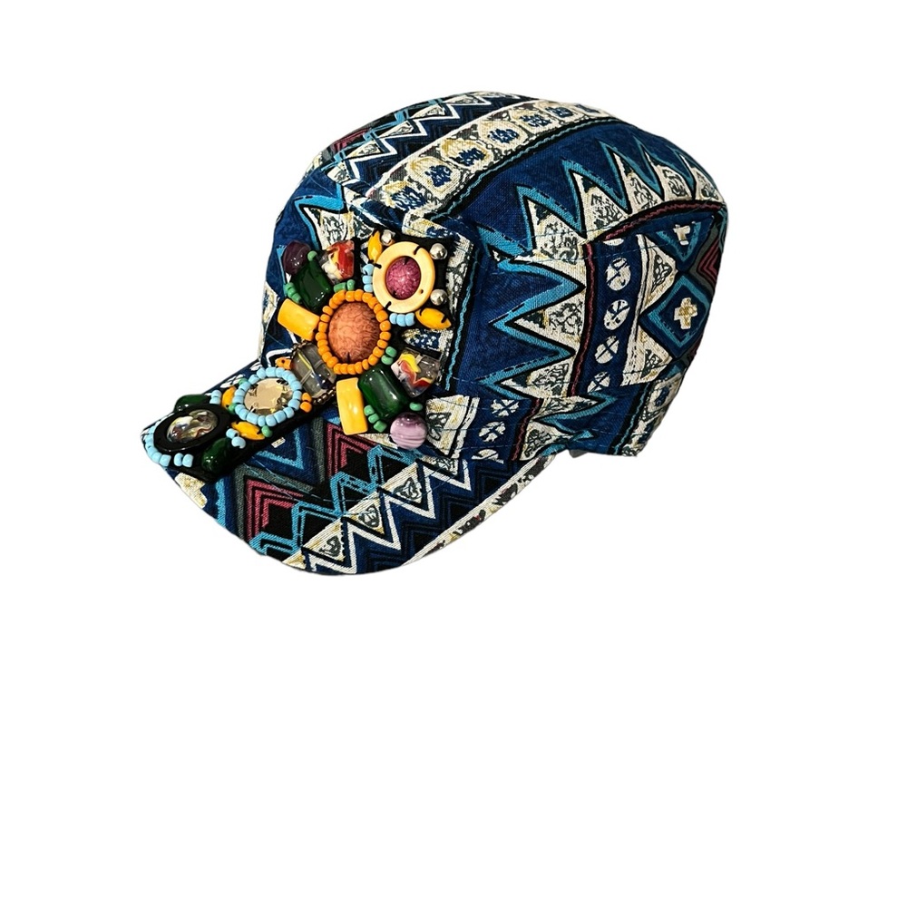 NexGen Head Wear Embellished Stones & Beads Multicolored Aztec Print Cadet Cap